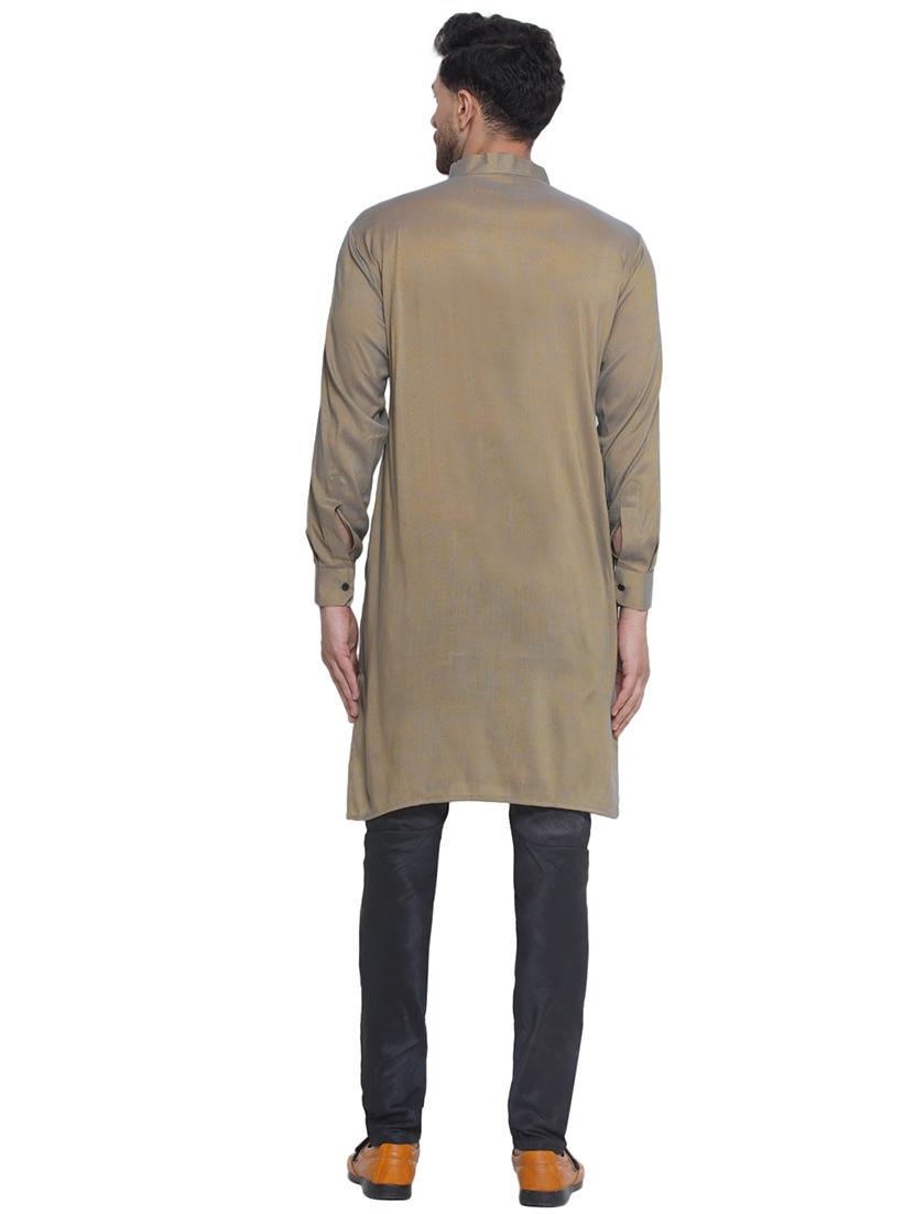 men solid mandarin neck kurta - 21469318 - Standard Image - 3