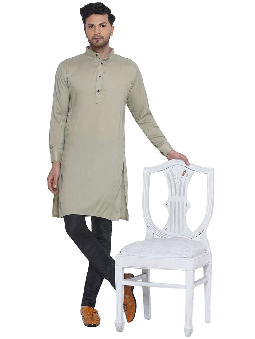 men solid mandarin neck kurta 