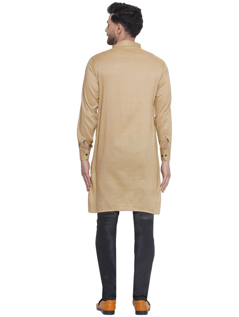 men solid mandarin neck kurta - 21469322 - Standard Image - 3