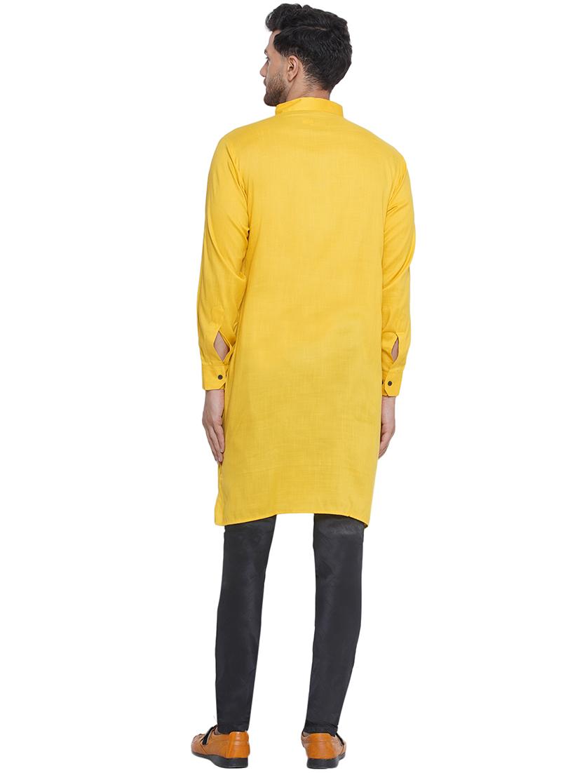 men solid mandarin neck kurta - 21469324 - Standard Image - 3