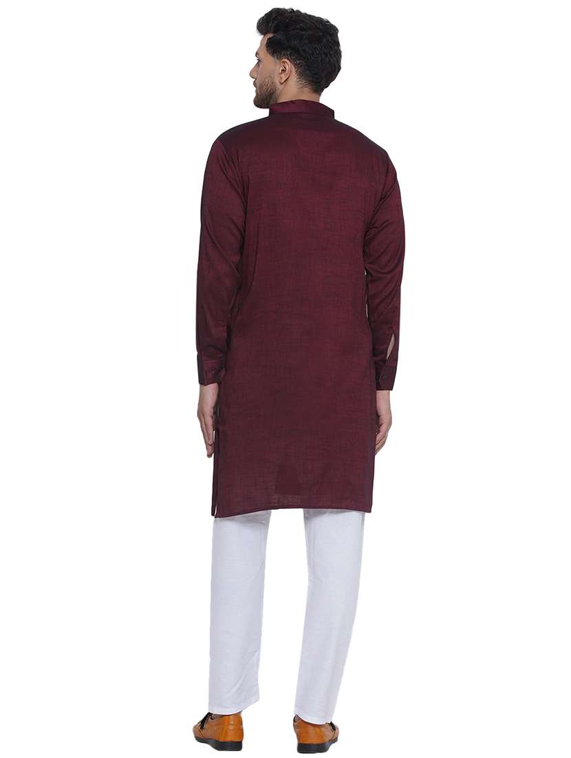men solid mandarin neck long kurta - 21469332 -  Standard Image - 3