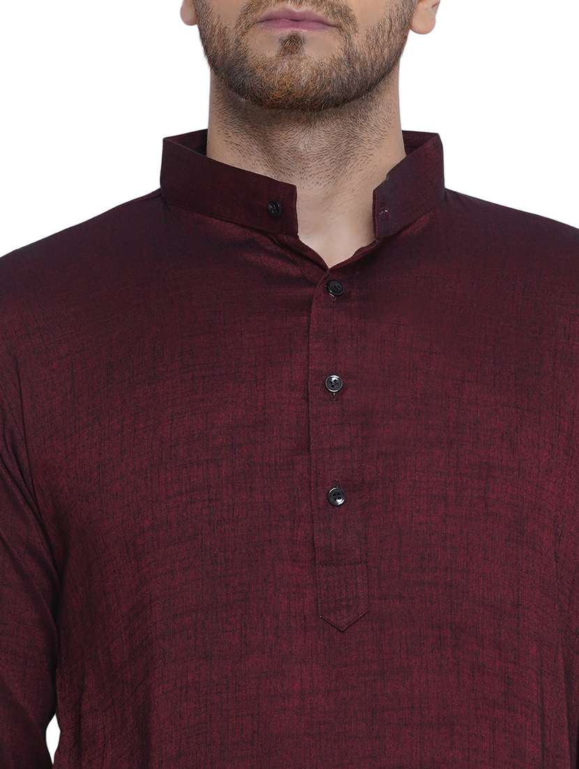 men solid mandarin neck long kurta - 21469332 -  Standard Image - 5