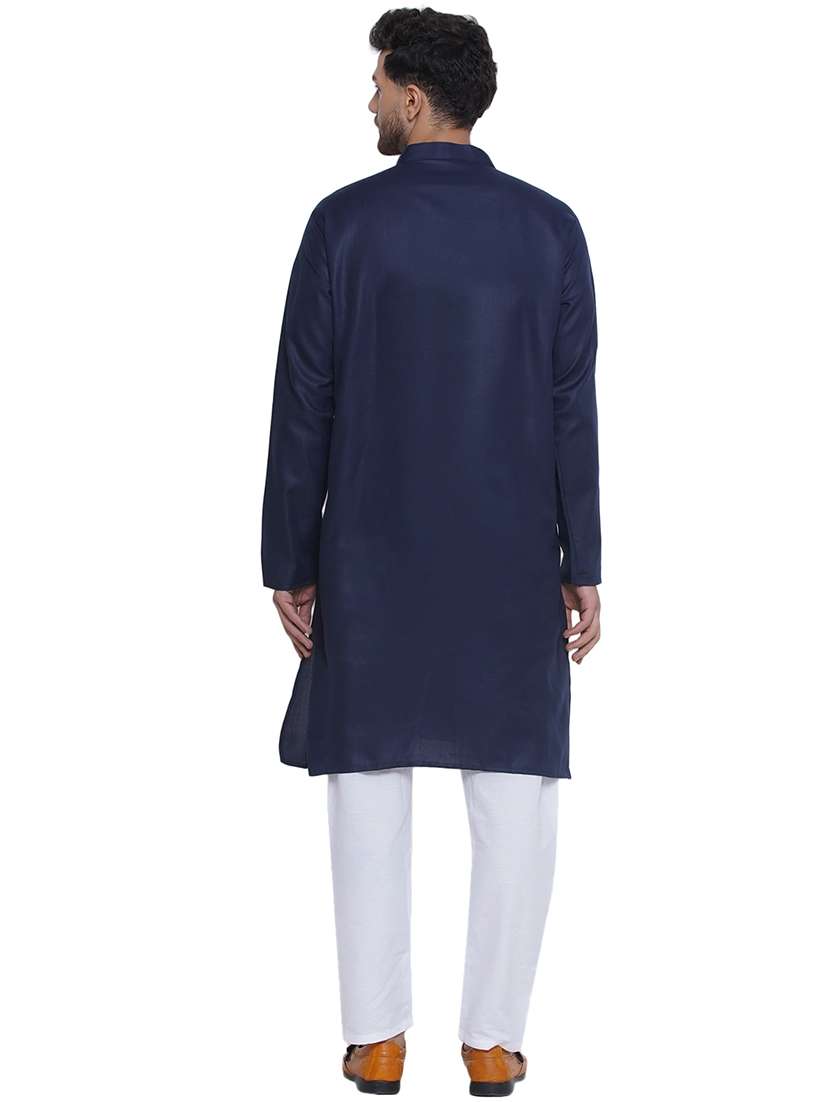 men solid mandarin neck long kurta - 21469337 -  Standard Image - 3