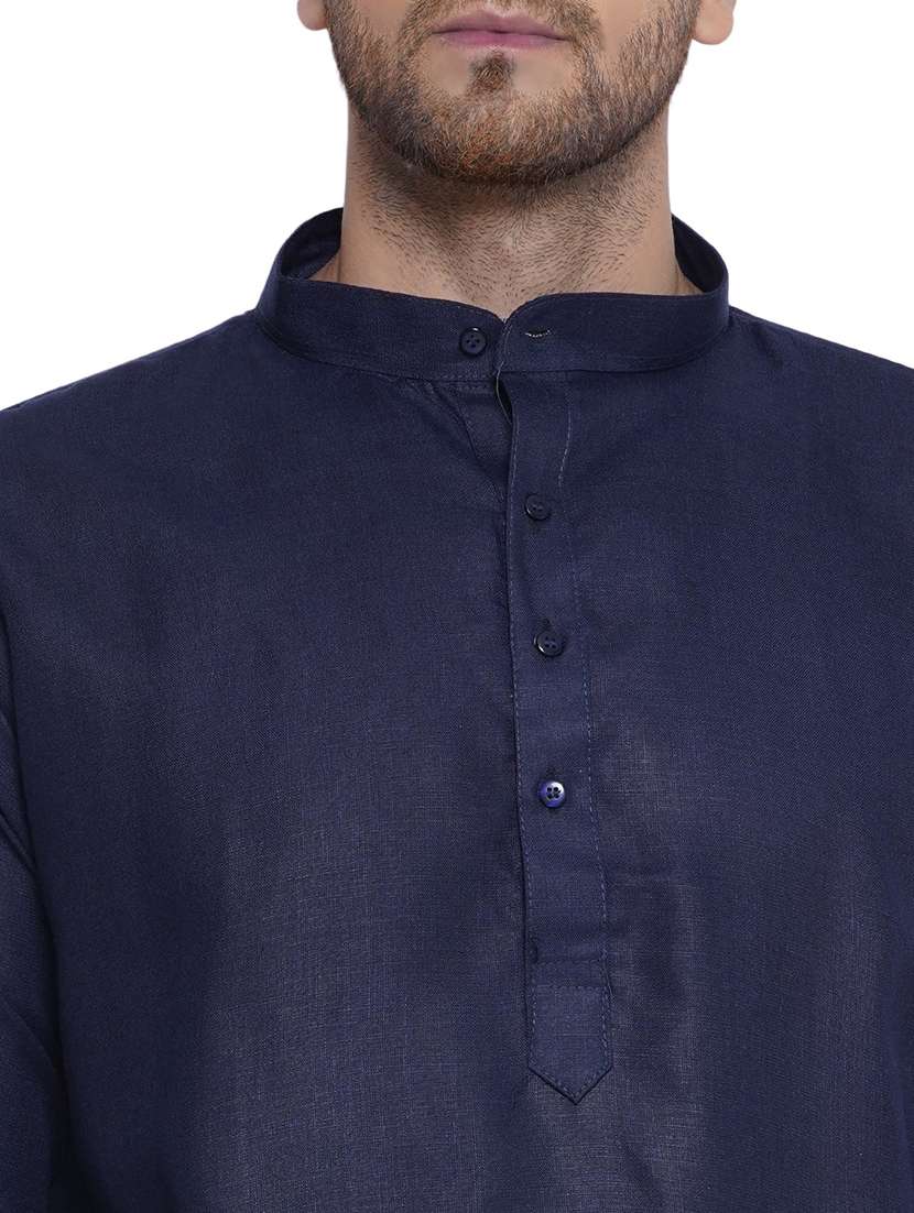 men solid mandarin neck long kurta - 21469337 -  Standard Image - 5