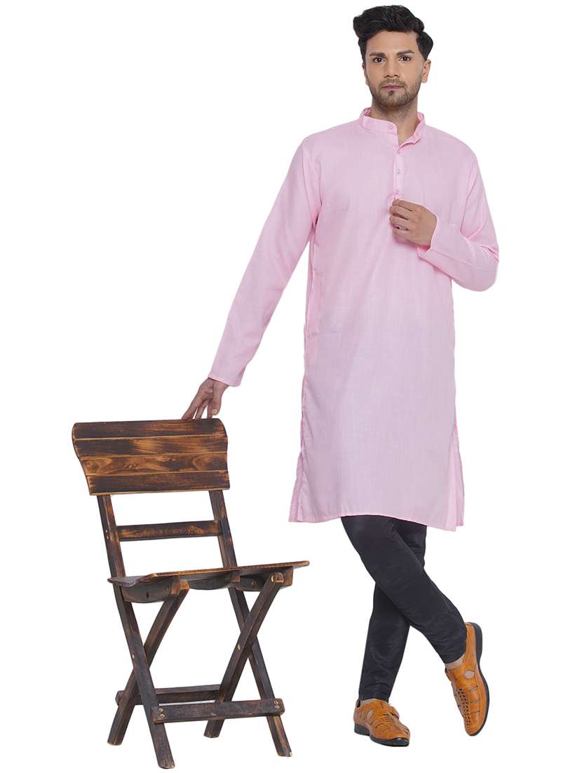 men solid mandarin neck long kurta 