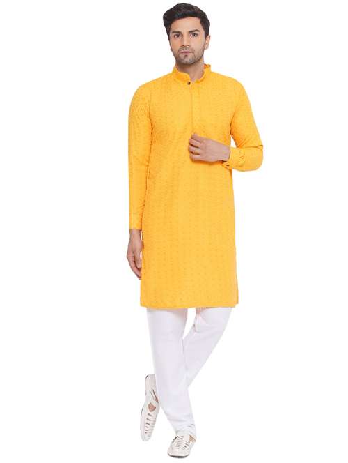 men embroidered mandarin neck long kurta  - 21469351 -  Standard Image - 0