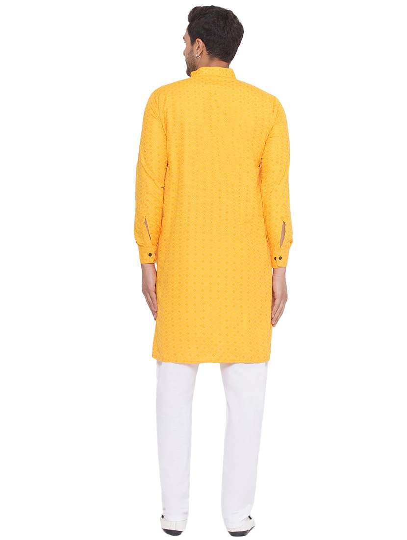 men embroidered mandarin neck long kurta  - 21469351 -  Standard Image - 3