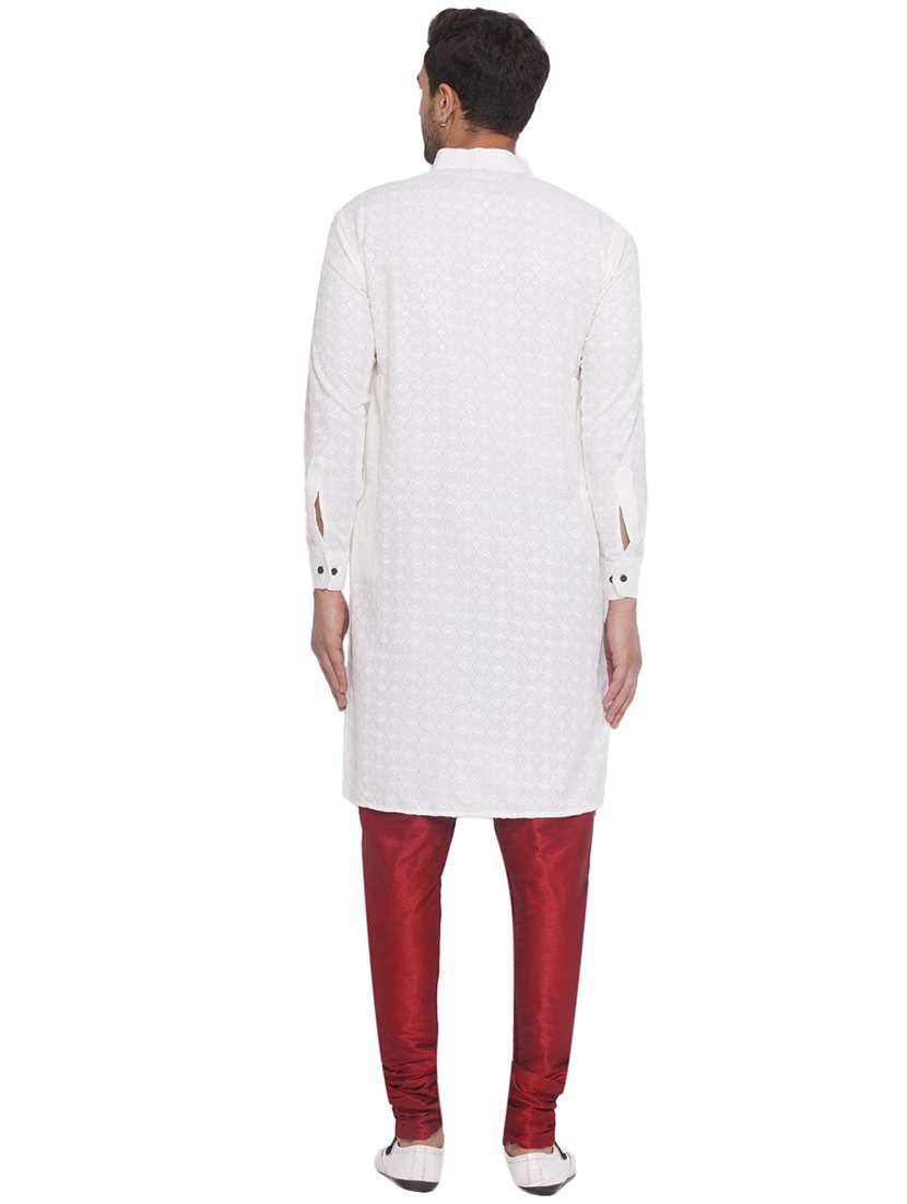 men embroidered mandarin neck long kurta - 21469352 - Standard Image - 3