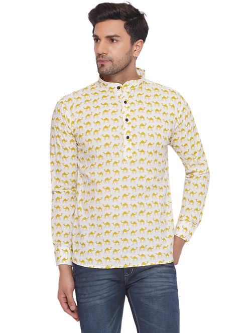 men printed long sleeve short kurta - 21469358 - Standard Image - 0