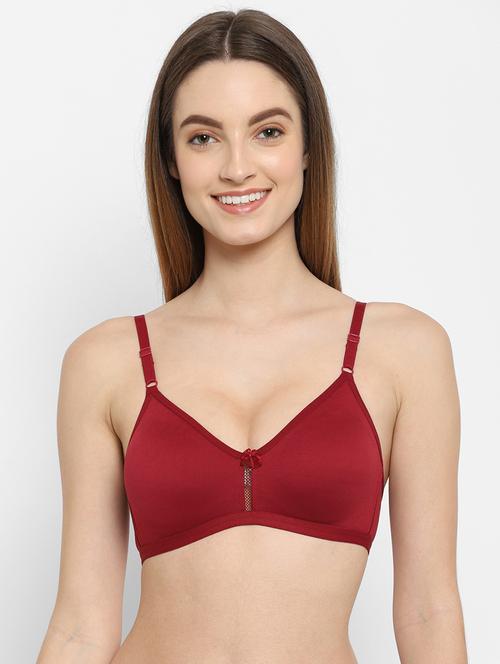 maroon cotton blend regular bra - 21470612 - Standard Image - 0