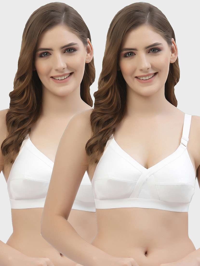 pack of 2 white solid bra