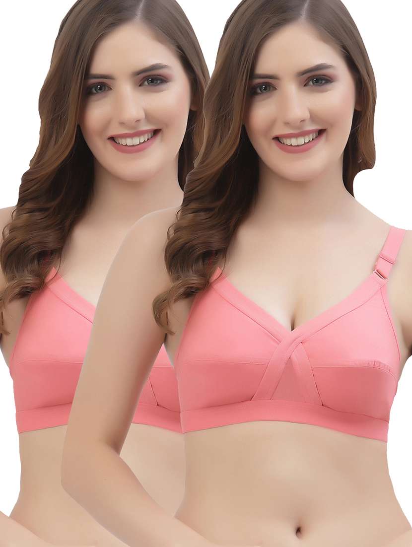 women pack of 2 solid regular bra