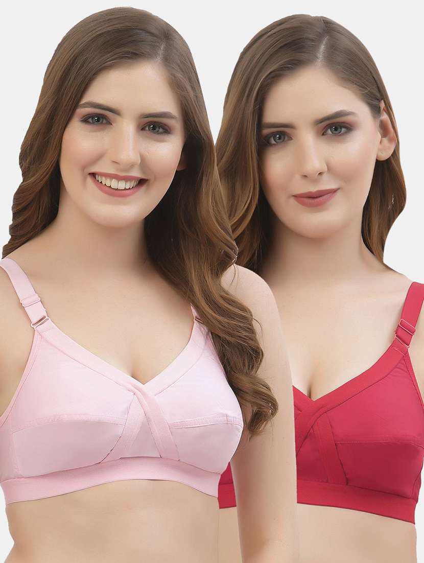 women pack of 2 solid regular bra