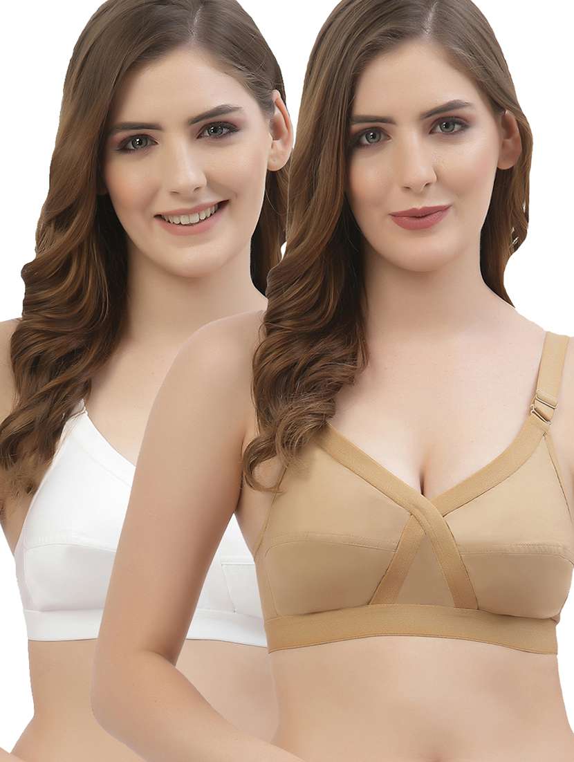 women pack of 2 solid regular bra
