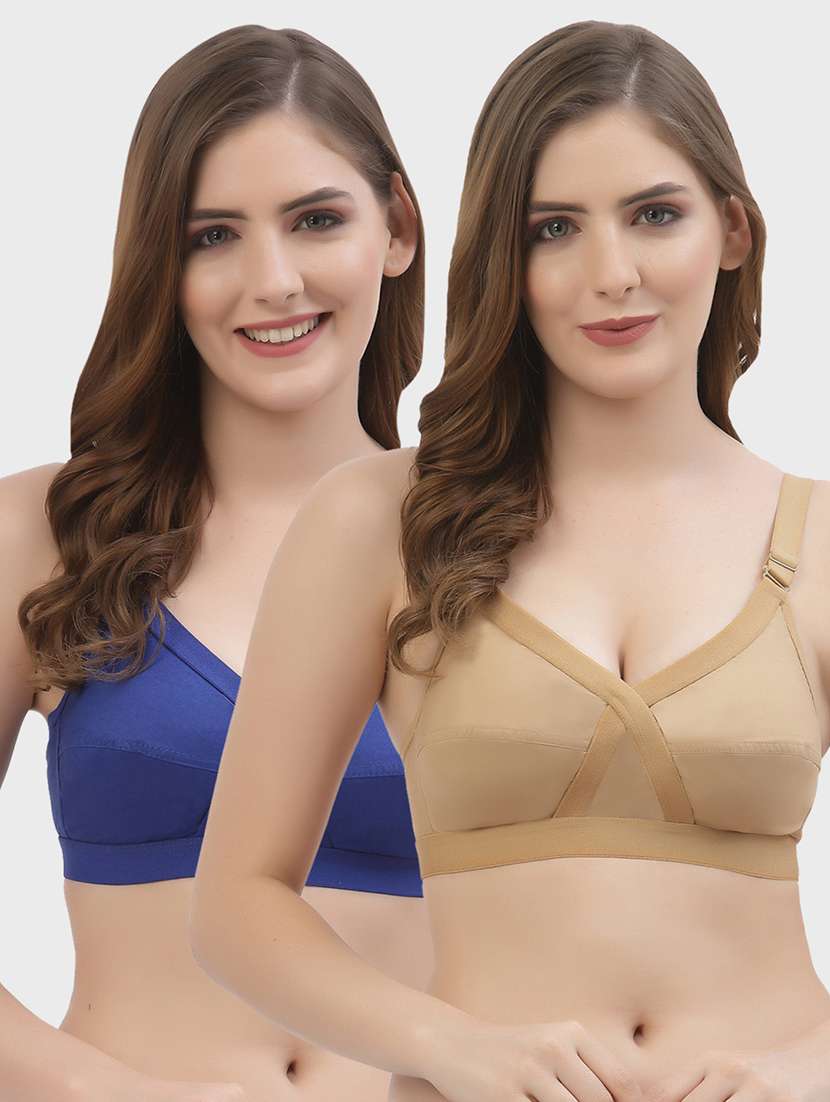 women pack of 2 solid regular bra