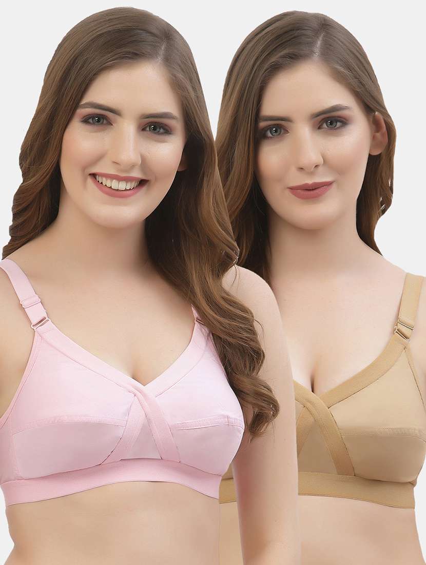 pack of 2 multi colored solid bra