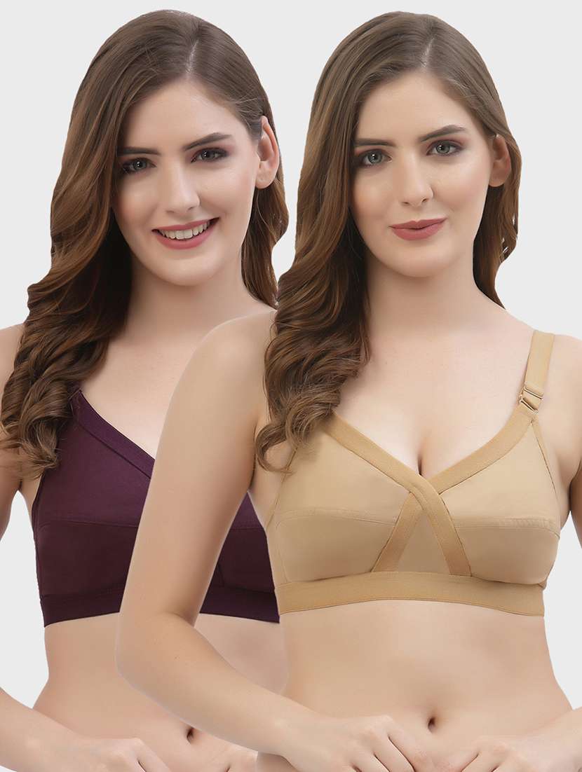 pack of 2 multi colored solid bra