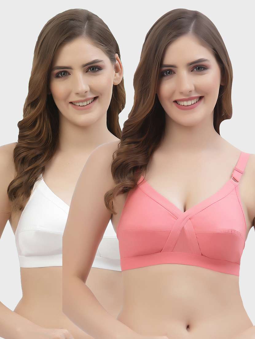 women pack of 2 solid regular bra