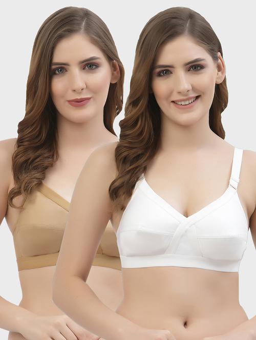 pack of 2 multi colored solid bra - 21470739 -  Standard Image - 0