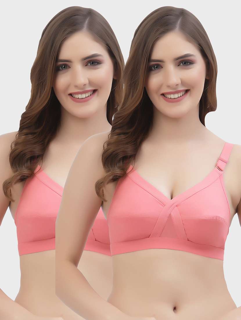 women pack of 2 solid regular bra
