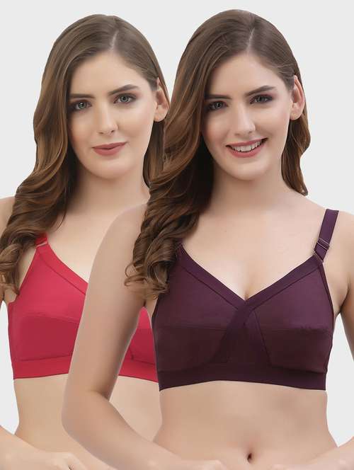 women pack of 2 solid regular bra - 21470752 -  Standard Image - 0