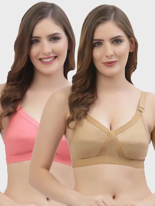 pack of 2 multi colored solid bra - 21470762 -  Standard Image - 0