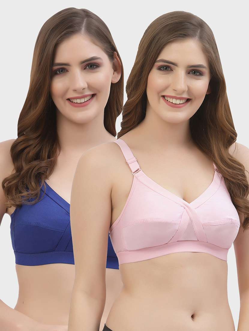 women pack of 2 solid regular bra