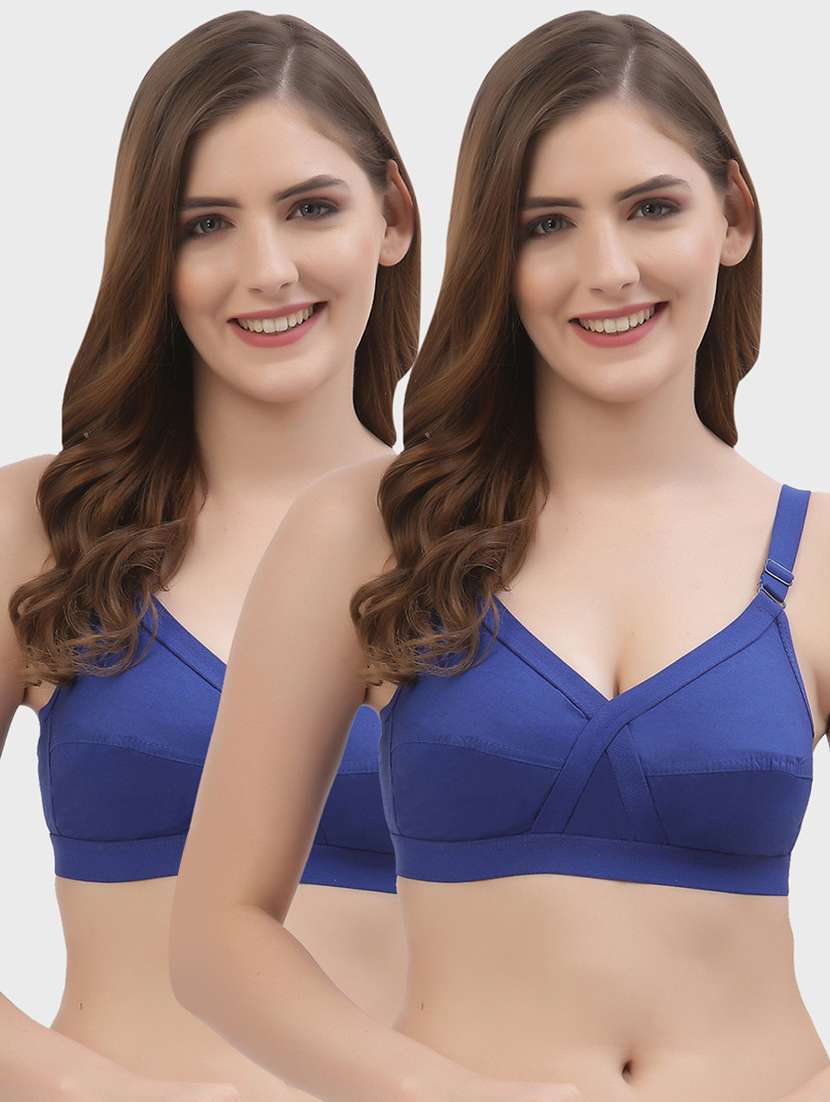 women pack of 2 solid regular bra