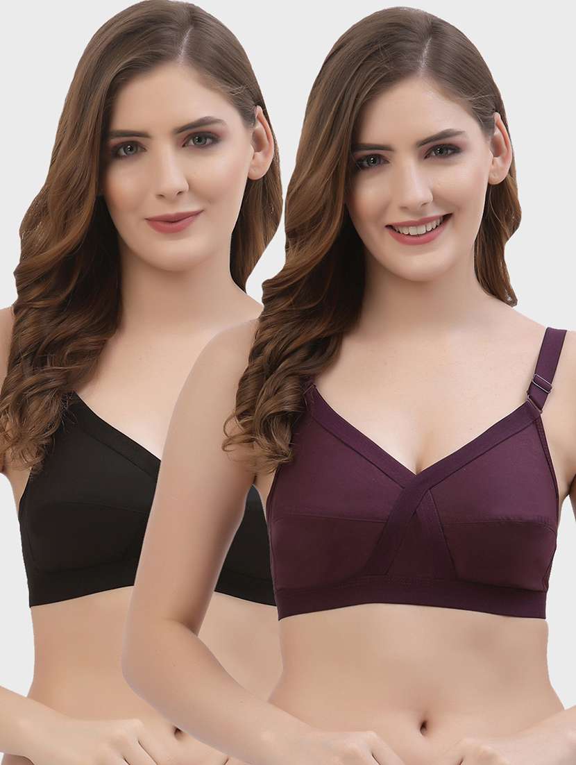 women pack of 2 solid regular bra