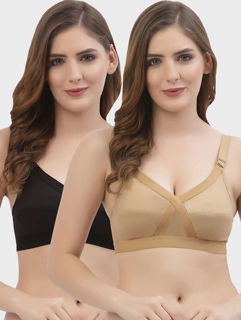 women pack of 2 solid regular bra