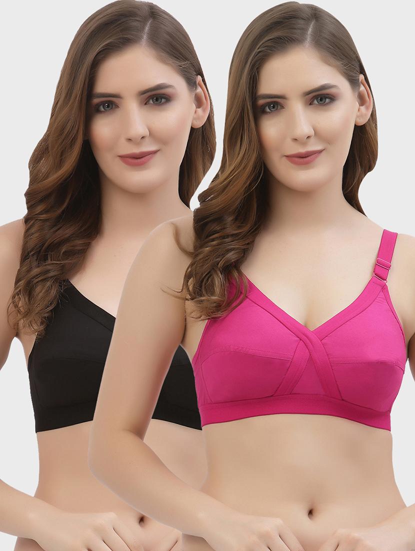 women pack of 2 solid regular bra