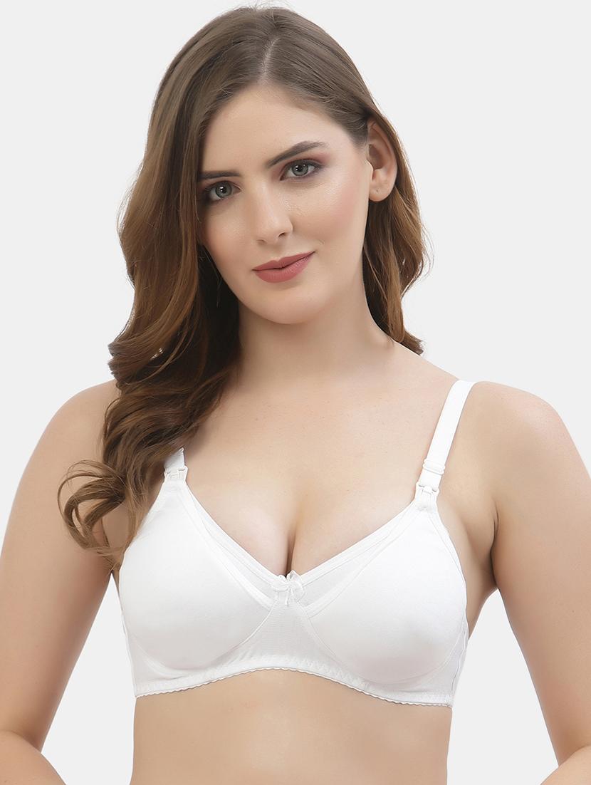 white cotton blend regular bra