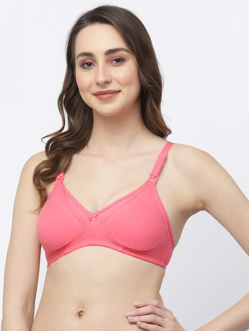red cotton blend regular bra
