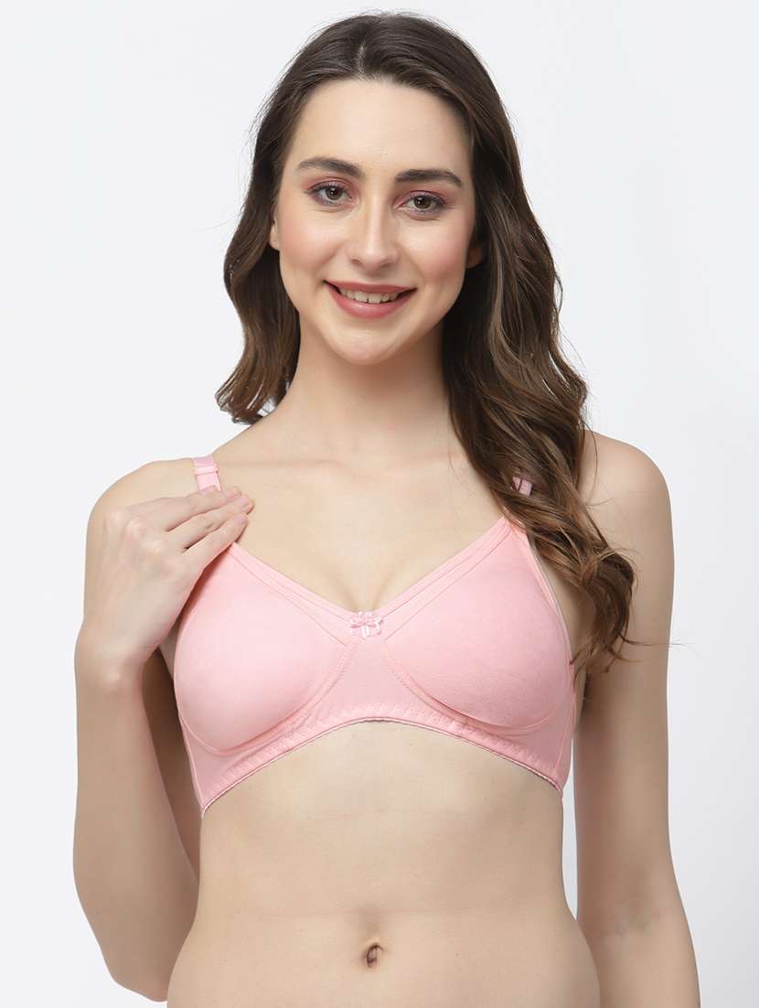 pink cotton blend regular bra