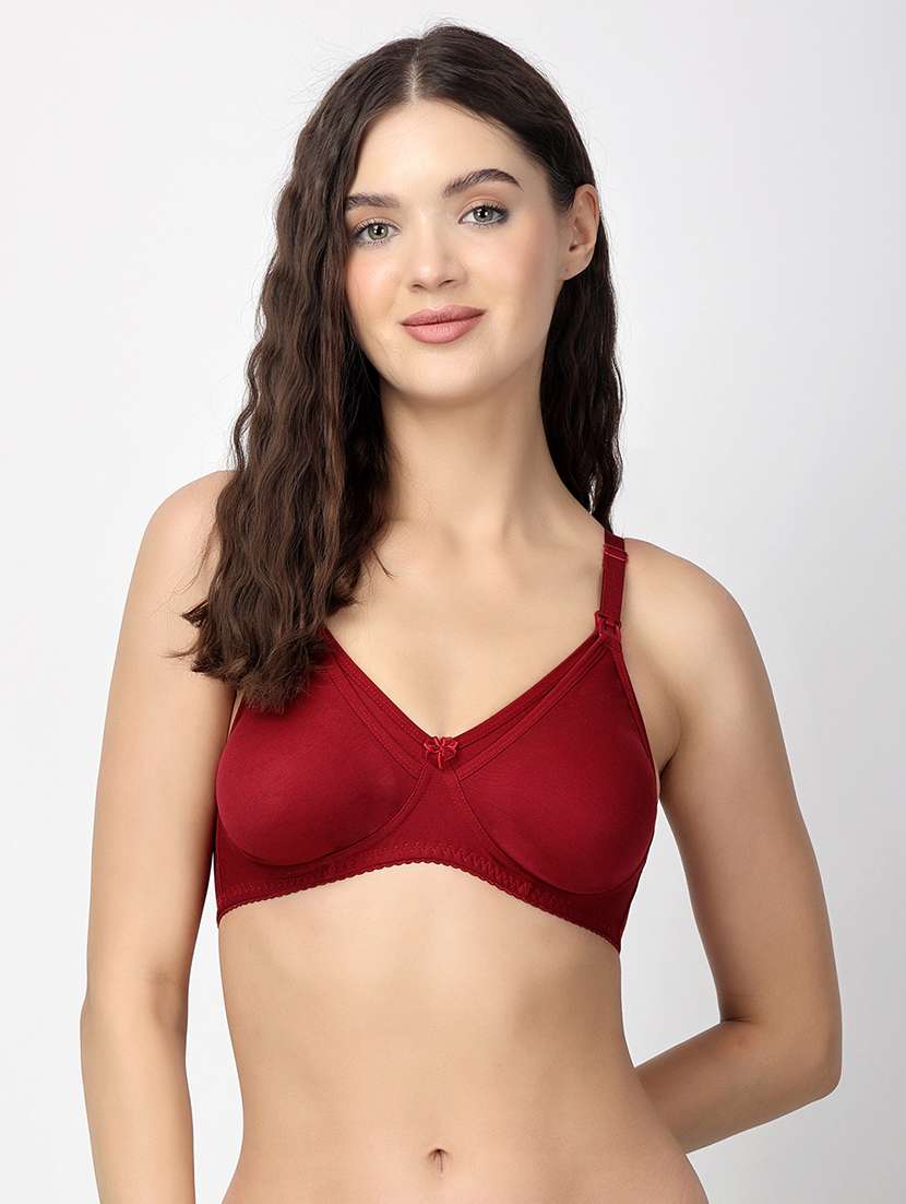 maroon cotton blend regular bra
