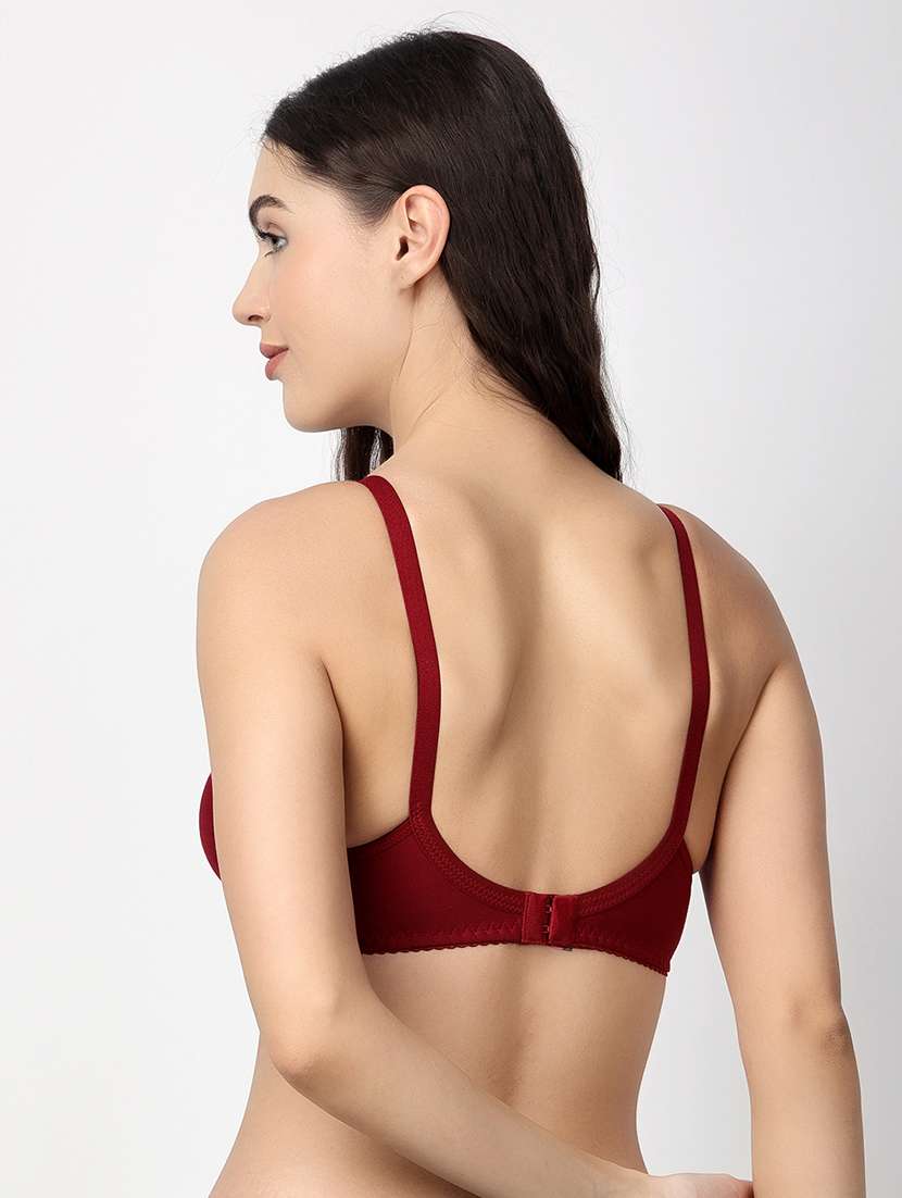 maroon cotton blend regular bra - 21470837 -  Standard Image - 3