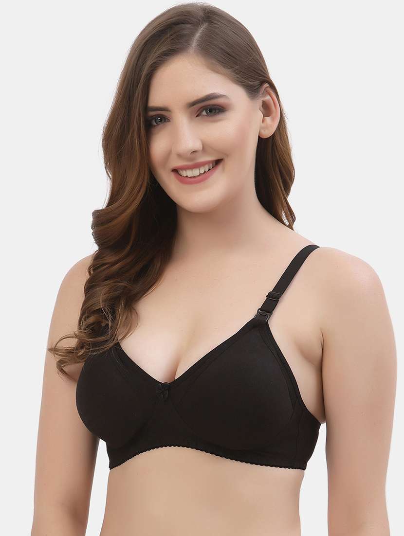 black cotton blend regular bra