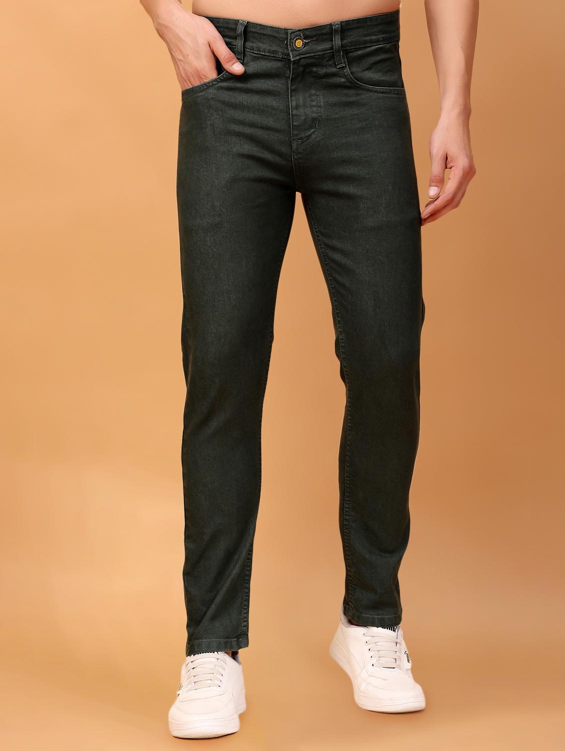 men mid rise plain denim jeans