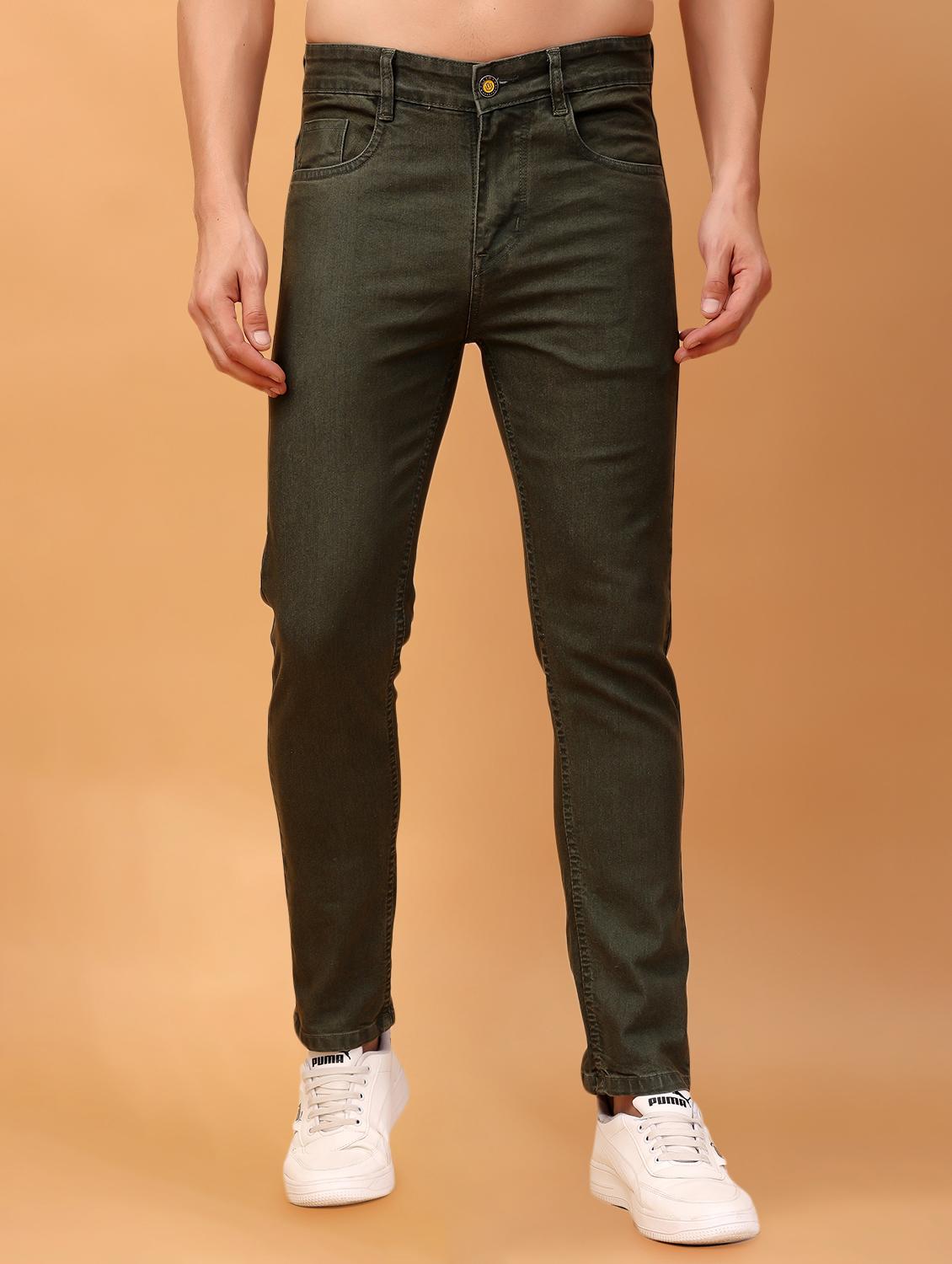 men mid rise plain denim jeans