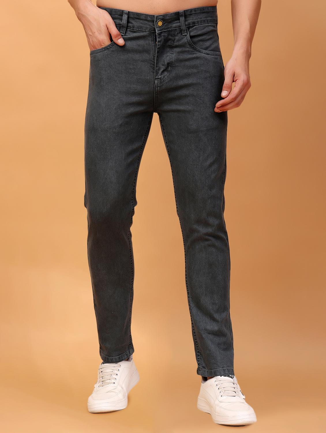 men mid rise plain denim jeans