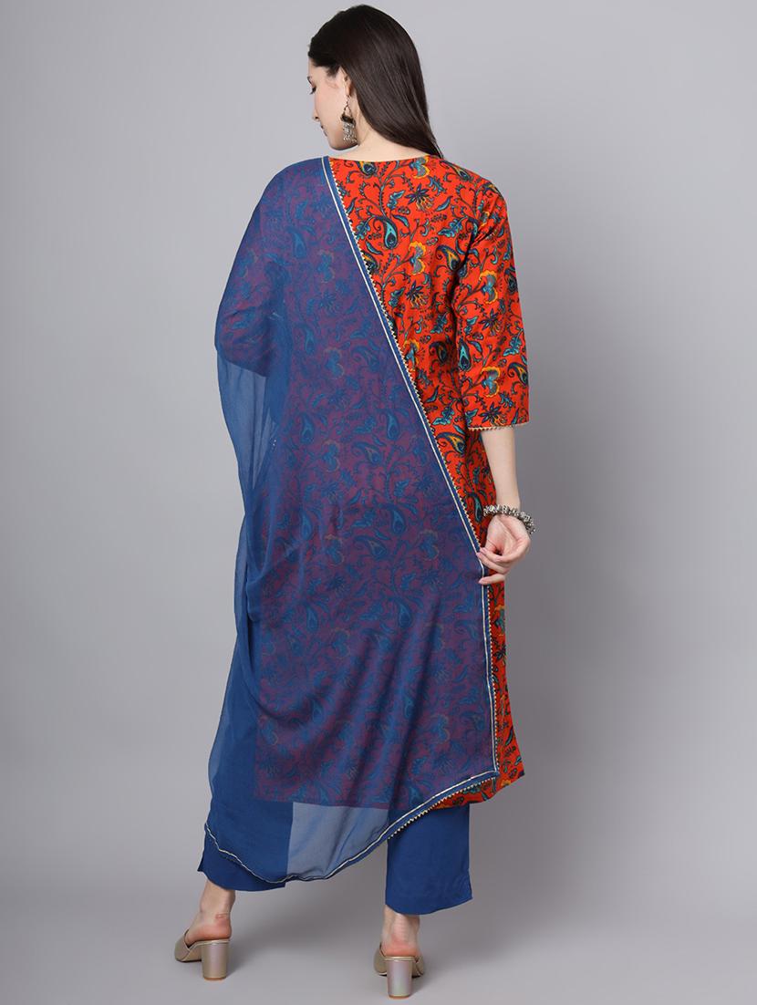 women three quarter sleeve kurta pant with dupatta set - 21471273 - Standard Image - 3