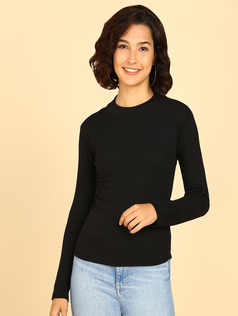 women black solids long sleeves top - 21472314 - Zoom Image - 0