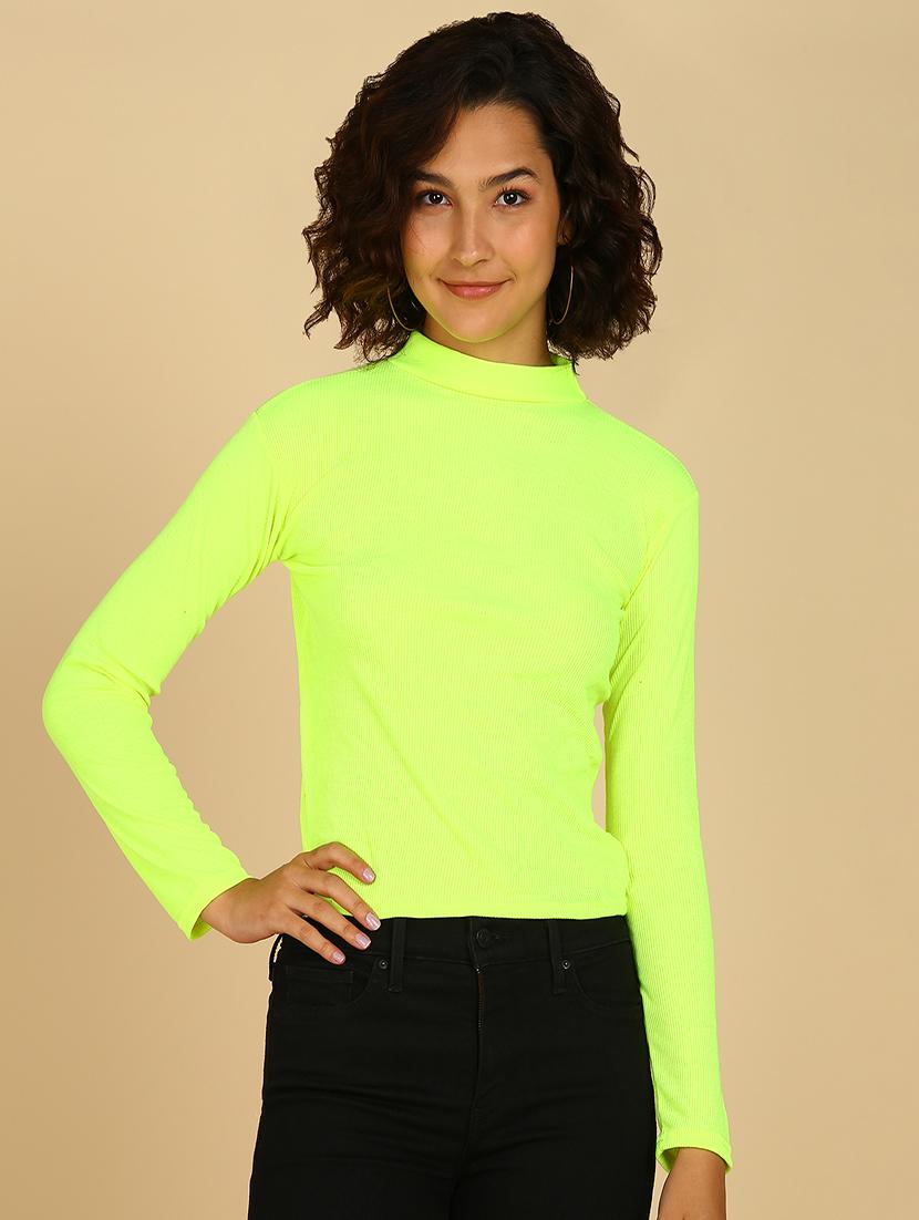 women neon solids long sleeves top - 21472316 - Zoom Image - 0