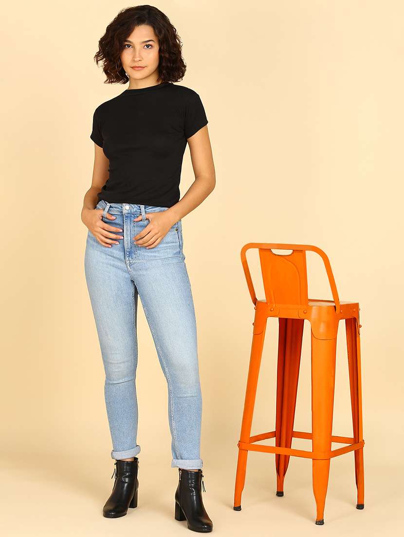 women solid short sleeve cotton top - 21472365 - Standard Image - 3