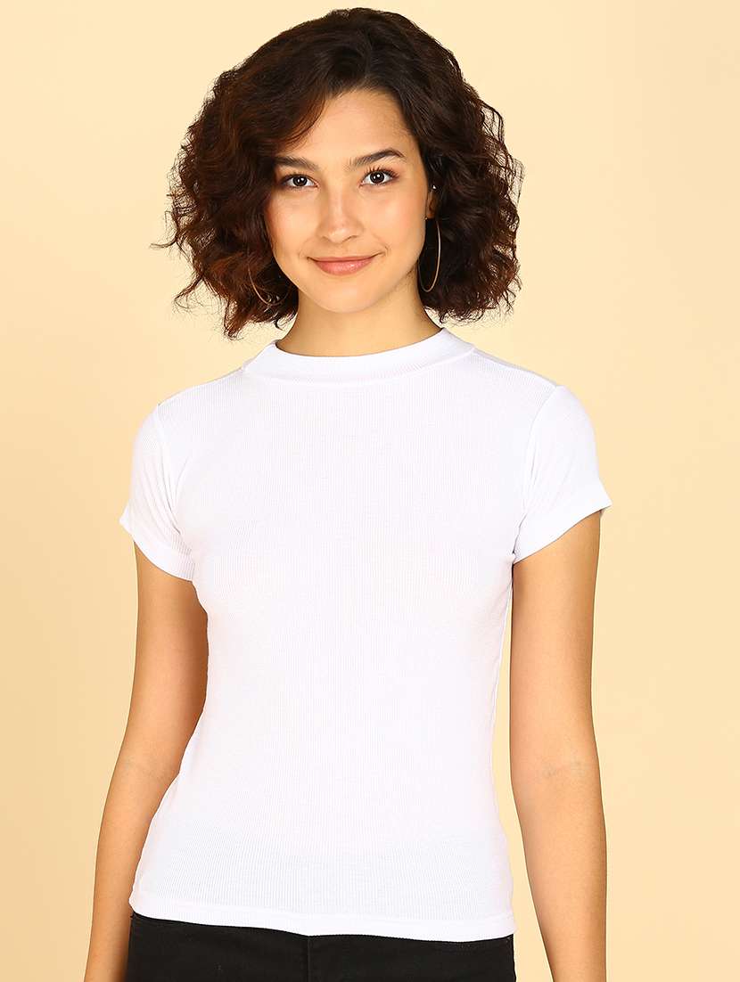 white cotton blend regular top - 21472370 - Zoom Image - 0