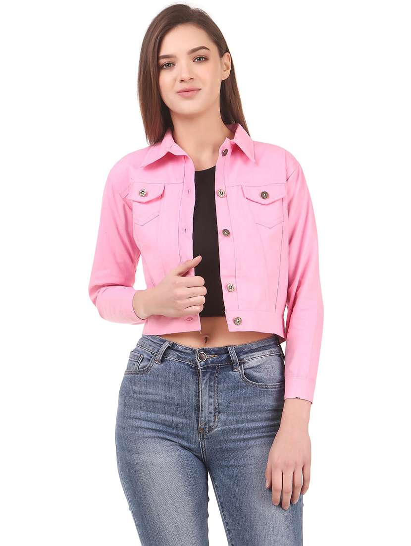 women solid denim jacket - 21472912 - Zoom Image - 0