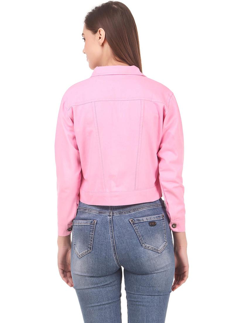women solid denim jacket - 21472912 - Standard Image - 3