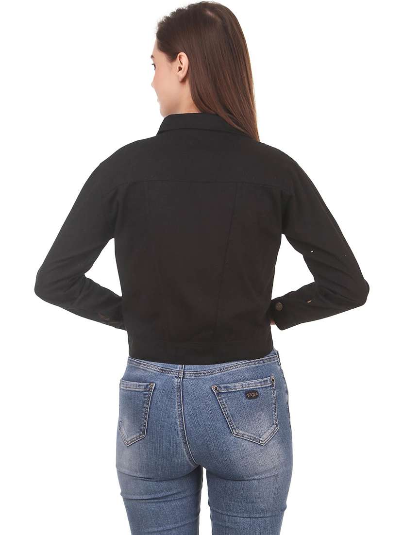 women solid denim jacket - 21472913 -  Standard Image - 3