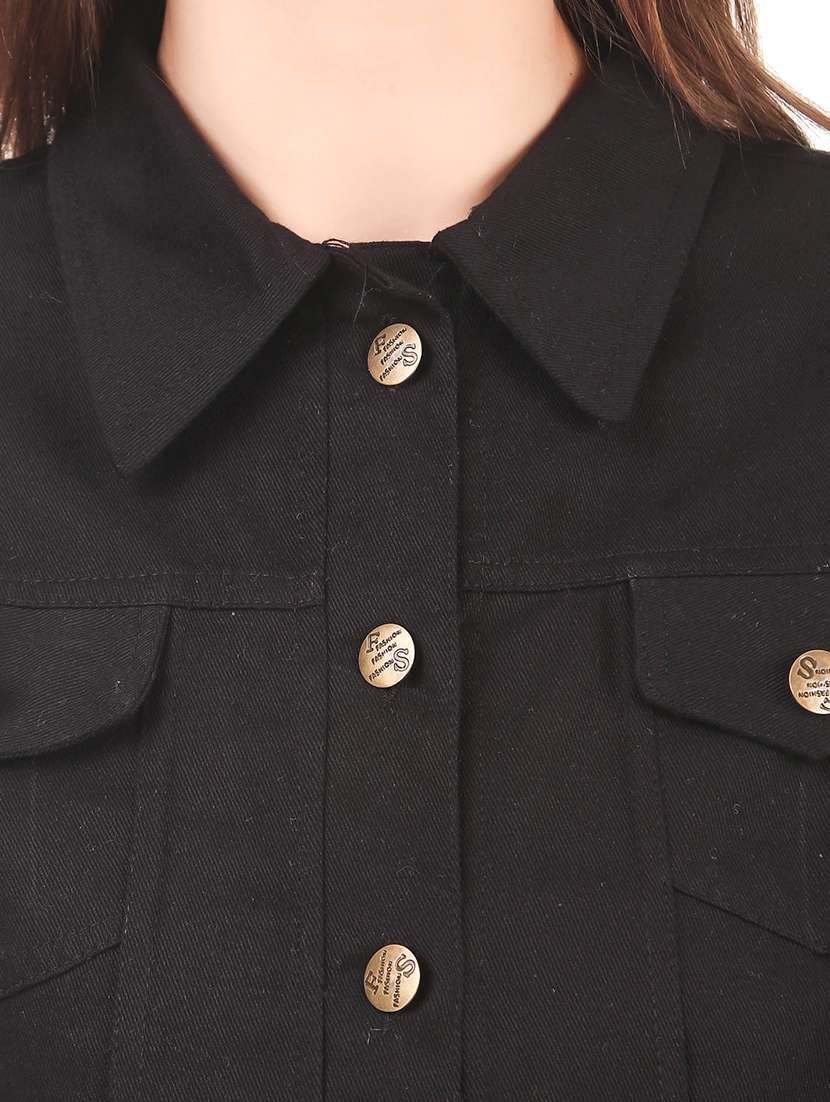 women solid denim jacket - 21472913 -  Standard Image - 5