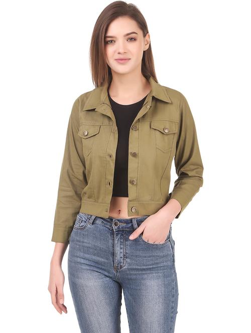 women olive denim summer jacket - 21472915 - Standard Image - 0